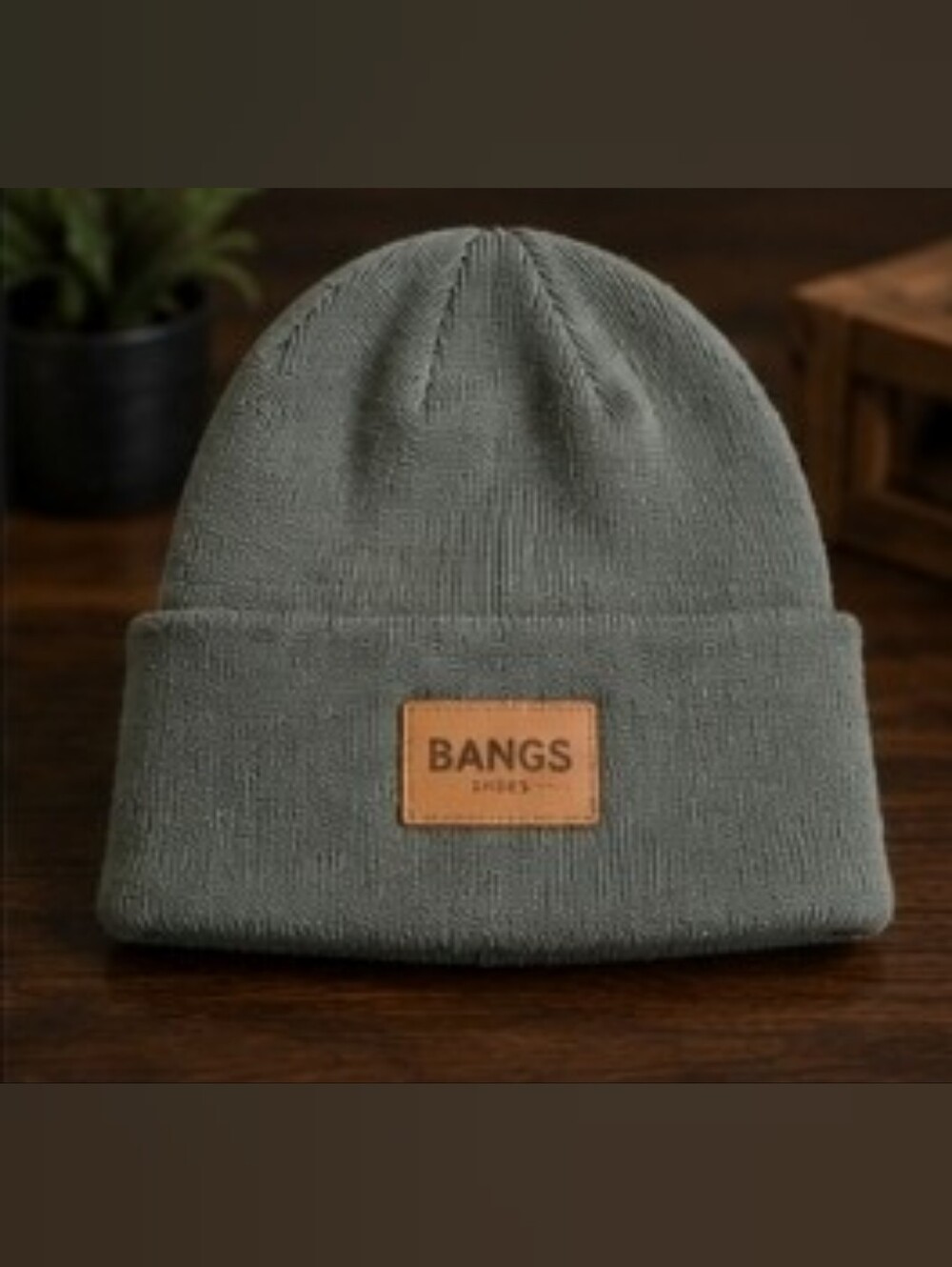 BANGS Men's Knit Beanie Hat in Olive Green